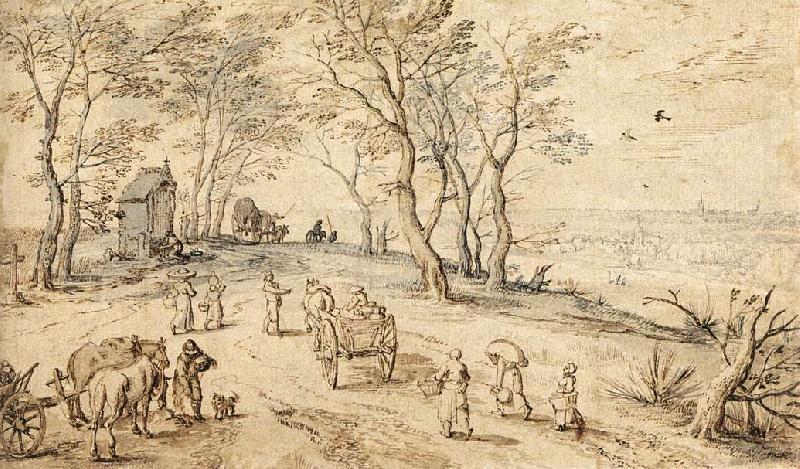 BRUEGHEL, Jan the Elder Villagers on their Way to Market f china oil painting image